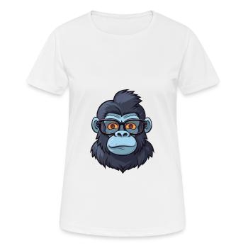 Gorille avec lunettes dessin animé kawaii illustration - T-shirt respirant Femme - blanc - Devant - AI Model Female 172 dark (172cm)