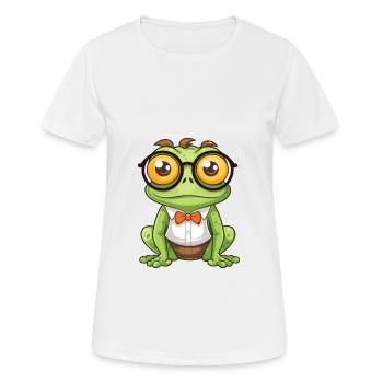 Frosch mit Brille Karikatur Kawaii Illustration - Frauen T-Shirt atmungsaktiv - Weiß - Vorne - AI Model Female 172 dark (172cm)