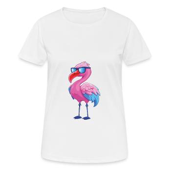 Flamingo With Glasses Cartoon Kawaii Illustration - Women's Breathable T-Shirt - white - Front - AI Model Female 172 dark (172cm)