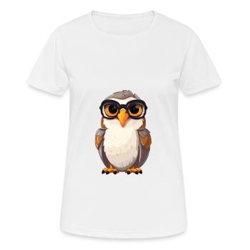 Falcon Wearing Glasses Cartoon Kawaii Illustration - Women's Breathable T-Shirt - white - Front - AI Model Female 172 dark (172cm)