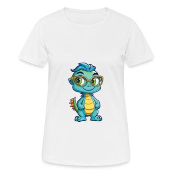 Drache mit Brille Karikatur Kawaii Illustration - Frauen T-Shirt atmungsaktiv - Weiß - Vorne - AI Model Female 172 dark (172cm)