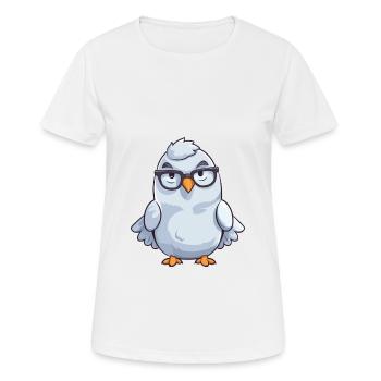 Taube trägt Brille Cartoon Kawaii Illustration - Frauen T-Shirt atmungsaktiv - Weiß - Vorne - AI Model Female 172 dark (172cm)