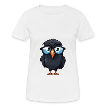 corbeau portant des lunettes dessin animé Kawaii illustration - T-shirt respirant Femme - blanc - Devant - AI Model Female 172 dark (172cm)