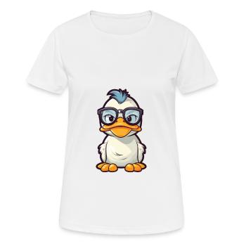 Ente trägt Brille Cartoon Kawaii Illustration - Frauen T-Shirt atmungsaktiv - Weiß - Vorne - AI Model Female 172 dark (172cm)