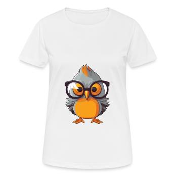 Cuckoo Wearing Glasses Cartoon Kawaii Illustration - Women's Breathable T-Shirt - white - Front - AI Model Female 172 dark (172cm)