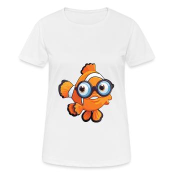 Clownfish With Glasses Cartoon Kawaii Illustration - Women's Breathable T-Shirt - white - Front - AI Model Female 172 dark (172cm)