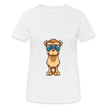 Kamel mit Brille Cartoon Kawaii Illustration - Frauen T-Shirt atmungsaktiv - Weiß - Vorne - AI Model Female 172 dark (172cm)
