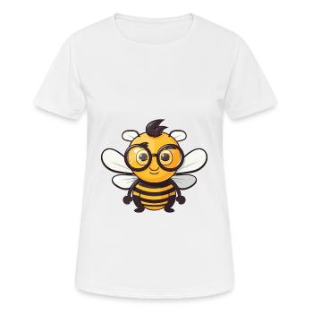 Biene trägt Brille Karikatur Kawaii Illustration - Frauen T-Shirt atmungsaktiv - Weiß - Vorne - AI Model Female 172 dark (172cm)