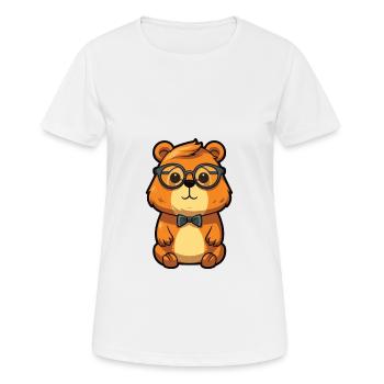 Biber trägt Brille Cartoon Kawaii Illustration - Frauen T-Shirt atmungsaktiv - Weiß - Vorne - AI Model Female 172 dark (172cm)