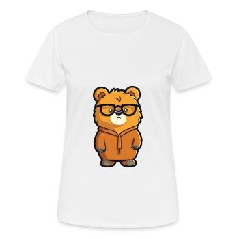 Bear Wearing Glasses Cartoon Kawaii Illustration - Women's Breathable T-Shirt - white - Front - AI Model Female 172 dark (172cm)