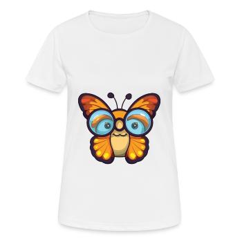 Schmetterling mit Brille Cartoon Kawaii Illustration - Frauen T-Shirt atmungsaktiv - Weiß - Vorne - AI Model Female 172 dark (172cm)