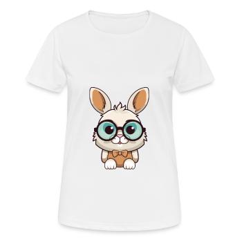 Hase trägt Brille Cartoon Kawaii Illustration - Frauen T-Shirt atmungsaktiv - Weiß - Vorne - AI Model Female 172 dark (172cm)