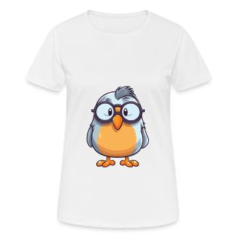 Vogel mit Brille Karikatur Kawaii Illustration - Frauen T-Shirt atmungsaktiv - Weiß - Vorne - AI Model Female 172 dark (172cm)