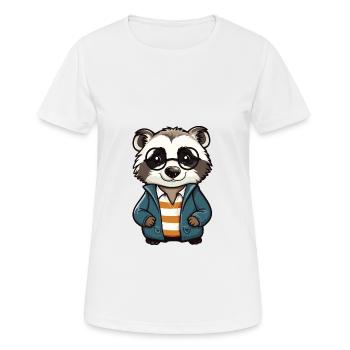 blaireau portant des lunettes dessin animé kawaii illustration - T-shirt respirant Femme - blanc - Devant - AI Model Female 172 dark (172cm)