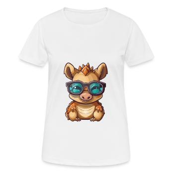 Armadillo With Glasses Cartoon Kawaii Illustration - Women's Breathable T-Shirt - white - Front - AI Model Female 172 dark (172cm)