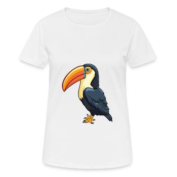 Toucan dessin animé Kawaii Illustration à l’aquarelle - T-shirt respirant Femme - blanc - Devant - AI Model Female 172 dark (172cm)
