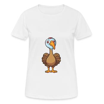 Turkey Cartoon Kawaii Watercolor Illustration - Women's Breathable T-Shirt - white - Front - AI Model Female 172 dark (172cm)