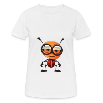 Ant Wearing Glasses Cartoon Kawaii Illustration - Women's Breathable T-Shirt - white - Front - AI Model Female 172 dark (172cm)
