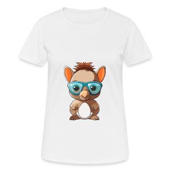 Armadillo With Glasses Cartoon Kawaii Illustration - Women's Breathable T-Shirt - white - Front - AI Model Female 172 dark (172cm)