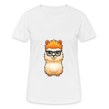 Alpaca Wearing Glasses Cartoon Kawaii Illustration - Women's Breathable T-Shirt - white - Front - AI Model Female 172 dark (172cm)