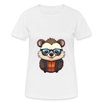 blaireau portant des lunettes dessin animé kawaii illustration - T-shirt respirant Femme - blanc - Devant - AI Model Female 172 dark (172cm)