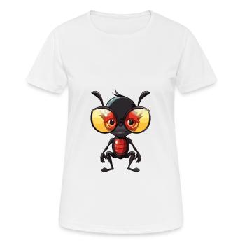 Ant Wearing Glasses Cartoon Kawaii Illustration - Women's Breathable T-Shirt - white - Front - AI Model Female 172 dark (172cm)