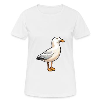 Seagull Cartoon Kawaii Watercolor Illustration - Women's Breathable T-Shirt - white - Front - AI Model Female 172 dark (172cm)