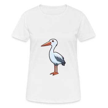 Stork Cartoon Kawaii Aquarelle Illustration - T-shirt respirant Femme - blanc - Devant - AI Model Female 172 dark (172cm)