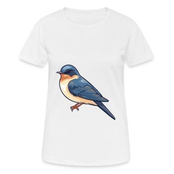 Swallow Cartoon Kawaii Aquarelle Illustration - T-shirt respirant Femme - blanc - Devant - AI Model Female 172 dark (172cm)