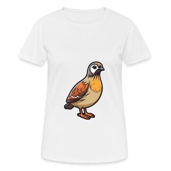 Wachtelkarikatur Kawaii Aquarellillustration - Frauen T-Shirt atmungsaktiv - Weiß - Vorne - AI Model Female 172 dark (172cm)