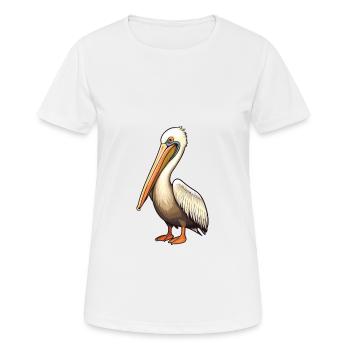 Pelican Cartoon Kawaii Aquarelle Illustration - T-shirt respirant Femme - blanc - Devant - AI Model Female 172 dark (172cm)