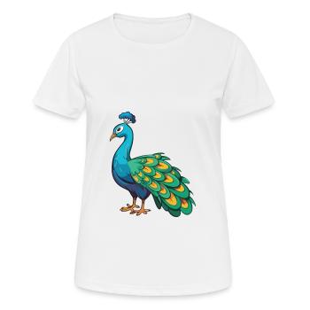 Peacock Cartoon Kawaii Aquarelle Illustration - T-shirt respirant Femme - blanc - Devant - AI Model Female 172 dark (172cm)