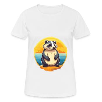 Blaireau Drôle de dessin animé Kawaii Beach Illustration - T-shirt respirant Femme - blanc - Devant - AI Model Female 172 dark (172cm)