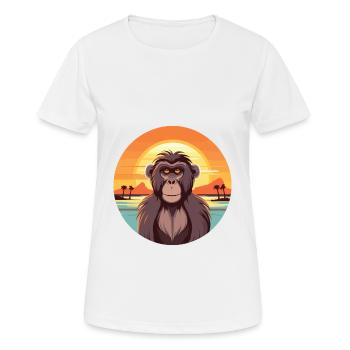 Babouin Drôle de dessin animé Kawaii Beach Illustration - T-shirt respirant Femme - blanc - Devant - AI Model Female 172 dark (172cm)