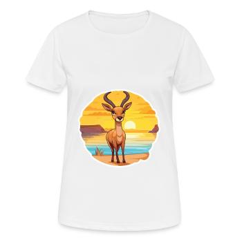 Antilope Drôle de dessin animé Kawaii Beach Illustration - T-shirt respirant Femme - blanc - Devant - AI Model Female 172 dark (172cm)