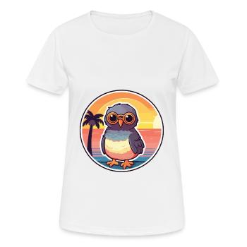 Bird Funny Cartoon Kawaii Beach Illustration - Women's Breathable T-Shirt - white - Front - AI Model Female 172 dark (172cm)
