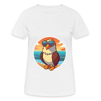 Eagle Funny Cartoon Kawaii Beach Illustration - Women's Breathable T-Shirt - white - Front - AI Model Female 172 dark (172cm)