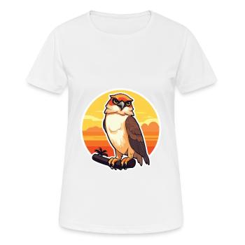 Falcon Funny Cartoon Kawaii Beach Illustration - Women's Breathable T-Shirt - white - Front - AI Model Female 172 dark (172cm)