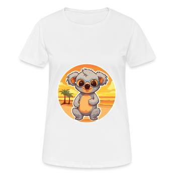 Koala Funny Cartoon Kawaii Beach Illustration - Women's Breathable T-Shirt - white - Front - AI Model Female 172 dark (172cm)