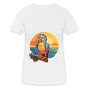 Perroquet Drôle Dessin Animé Kawaii Beach Illustration - T-shirt respirant Femme - blanc - Devant - AI Model Female 172 dark (172cm)