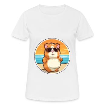 Hamster Lustige Karikatur Kawaii Strand Illustration - Frauen T-Shirt atmungsaktiv - Weiß - Vorne - AI Model Female 172 dark (172cm)