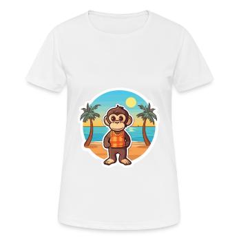 Affe lustige Karikatur Kawaii Strand Illustration - Frauen T-Shirt atmungsaktiv - Weiß - Vorne - AI Model Female 172 dark (172cm)