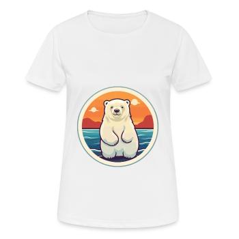 Polar Bear Funny Cartoon Kawaii Beach Illustration - Women's Breathable T-Shirt - white - Front - AI Model Female 172 dark (172cm)