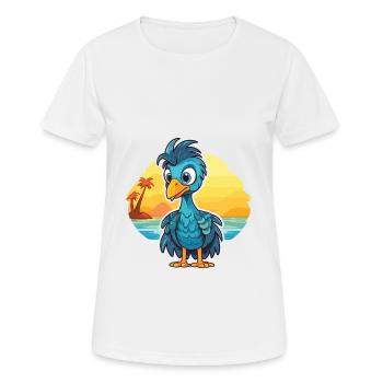 Peacock Funny Cartoon Kawaii Beach Illustration - T-shirt respirant Femme - blanc - Devant - AI Model Female 172 dark (172cm)