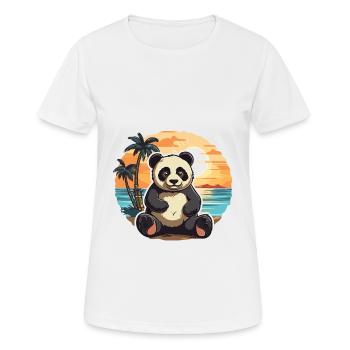 Panda Lustige Karikatur Kawaii Strand Illustration - Frauen T-Shirt atmungsaktiv - Weiß - Vorne - AI Model Female 172 dark (172cm)
