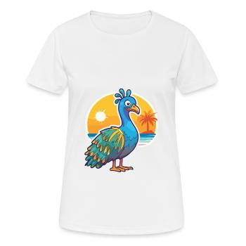 Peacock Funny Cartoon Kawaii Beach Illustration - T-shirt respirant Femme - blanc - Devant - AI Model Female 172 dark (172cm)