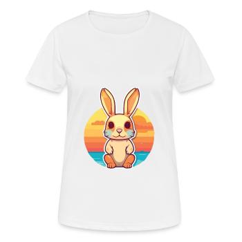 Hase lustige Karikatur Kawaii Strand Illustration - Frauen T-Shirt atmungsaktiv - Weiß - Vorne - AI Model Female 172 dark (172cm)
