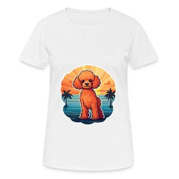 Pudel Hund Lustige Karikatur Kawaii Strand Illustration - Frauen T-Shirt atmungsaktiv - Weiß - Vorne - AI Model Female 172 dark (172cm)