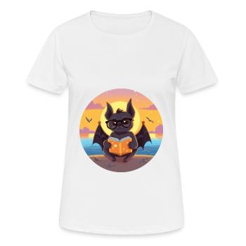 Chauve-souris mignon drôle dessin animé kawaii livre plage - T-shirt respirant Femme - blanc - Devant - AI Model Female 172 dark (172cm)
