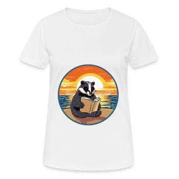 Blaireau Mignon Drôle Dessin Animé Kawaii Livre Plage - T-shirt respirant Femme - blanc - Devant - AI Model Female 172 dark (172cm)